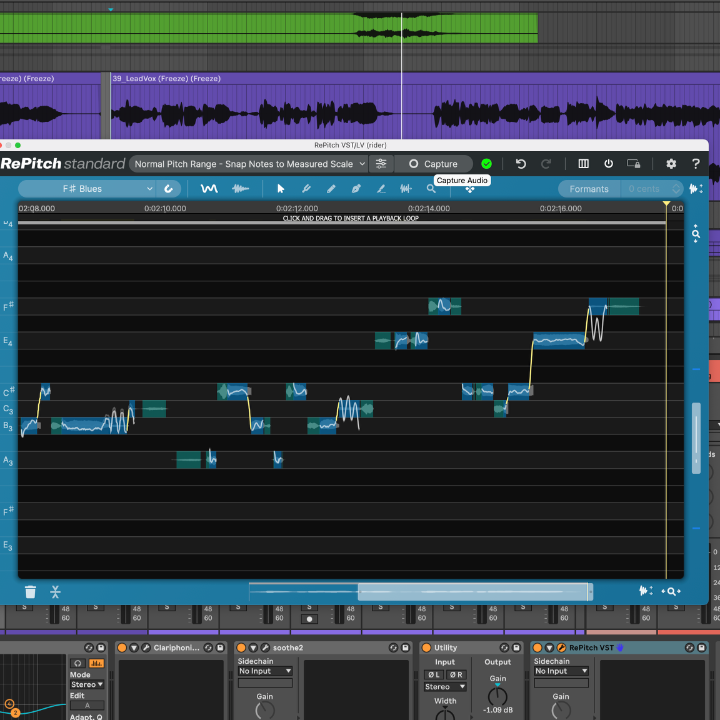 A visual representation of multiple audio stems (individual tracks) being combined and processed together. Each stem is represented by a distinct color-coded waveform. The overall composition emphasizes the interconnectedness and balance of the stems. 4K resolution.